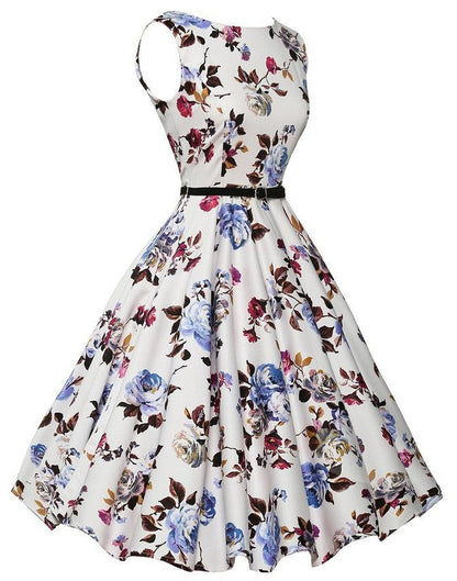Damen Swingkleid Floralmuster Schwingrock