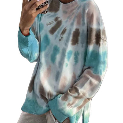 Damen Oversized Sweatshirt Batik Rundhalsausschnitt Bequem