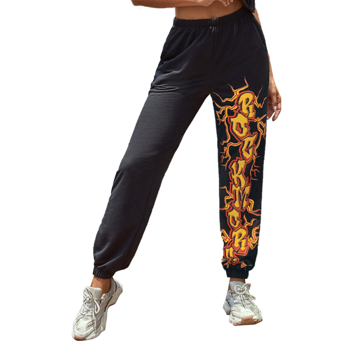 Damen Sweatpants mit Kontrast-Grafikdruck