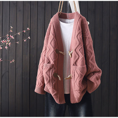 Damen Grobstrickcardigan Zopfmuster Merino Norvielle Beige