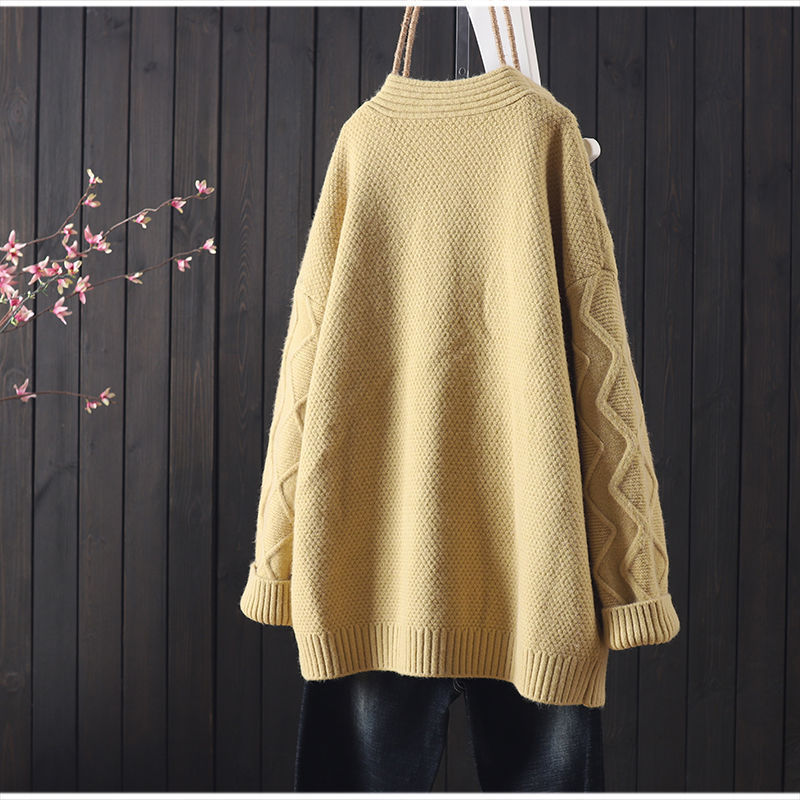 Damen Grobstrickcardigan Zopfmuster Merino Norvielle Beige
