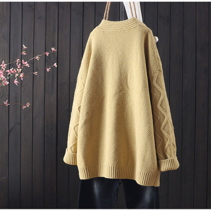 Damen Grobstrickcardigan Zopfmuster Merino Norvielle Beige