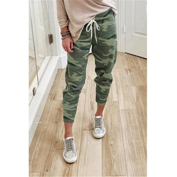 Damen Jogginghose Camouflage Elastischer Bund Schwarz - Norvielle