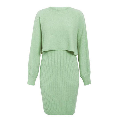Damen Oversized Strickkleid Lässig Beige