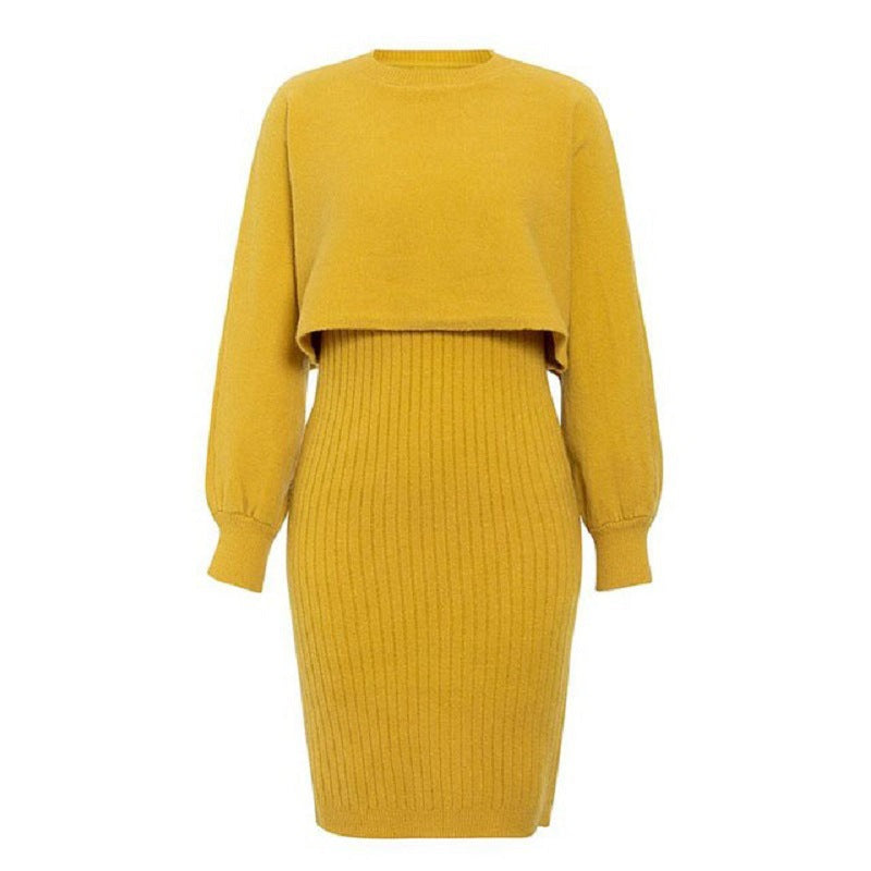 Damen Strickkleid Abnehmbares Oberteil Rippstruktur Norvielle