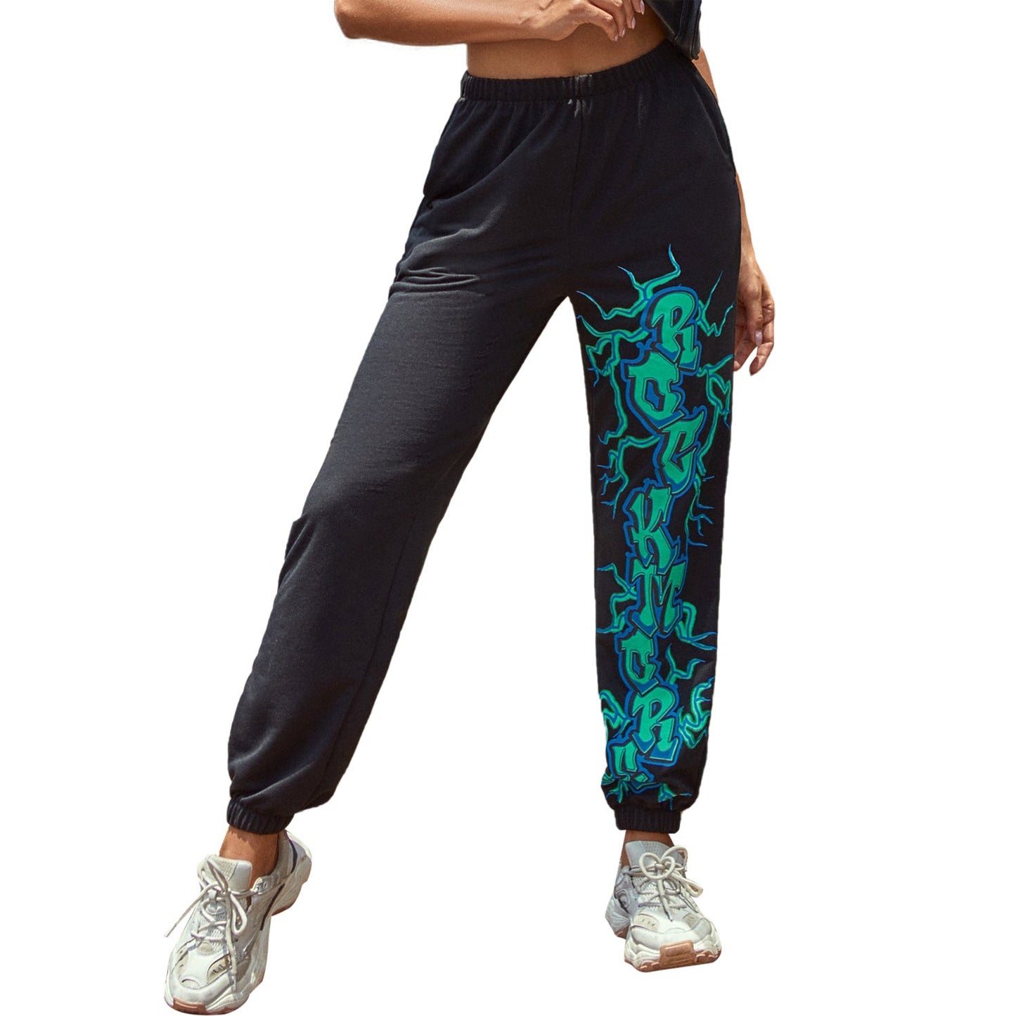 Damen Sweatpants mit Kontrast-Grafikdruck