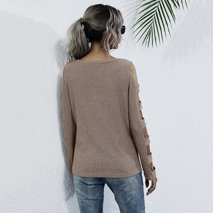 Damen Strickoberteil Cut-Out-Ärmel Lässig