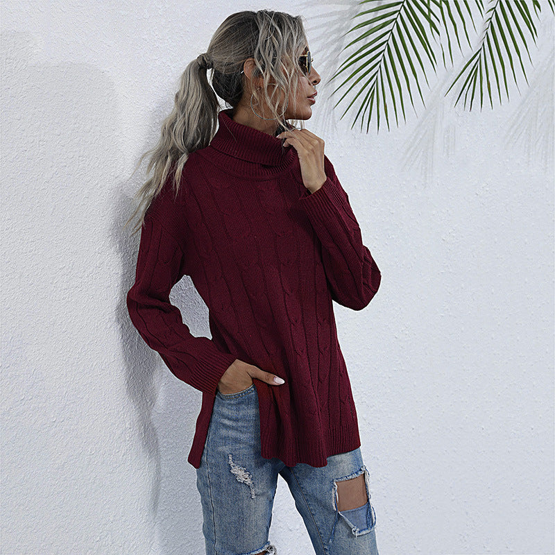Damen Grobstrickpullover Stehkragen Norvielle