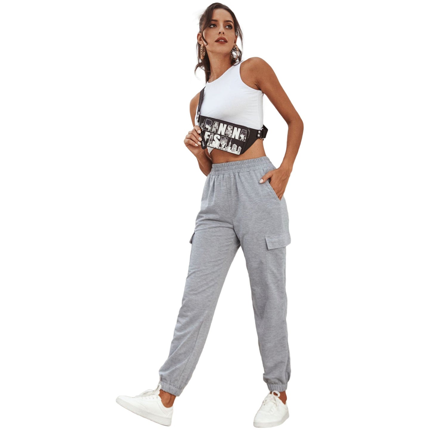 Damen Cargo-Hose Elastischer Bund Praktische Taschen Norvielle