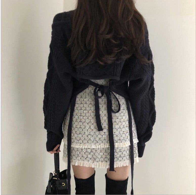Damen Strickcardigan mit Gürtel und kreativem Design Norvielle