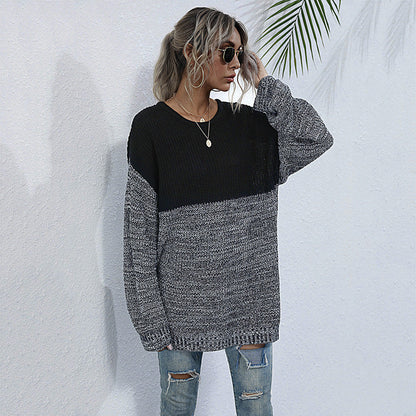 Damen Strickpullover Oversized Lässig Bunt