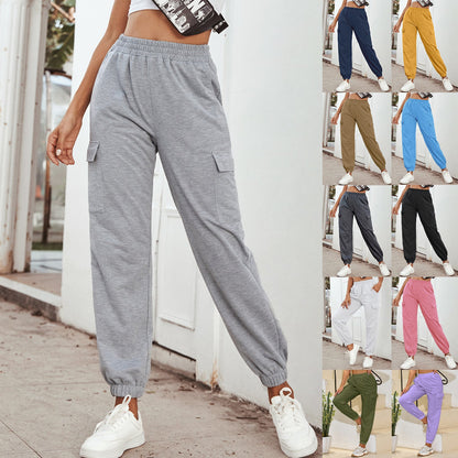 Damen Cargo-Hose Elastischer Bund Praktische Taschen Schwarz Norvielle - Norvielle