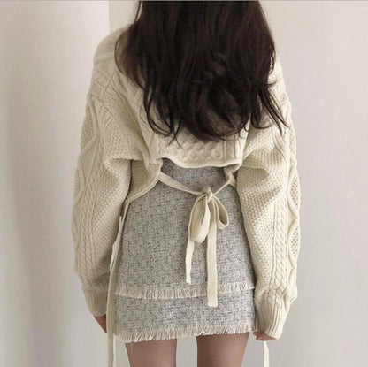 Damen Strickcardigan mit Gürtel und kreativem Design Norvielle