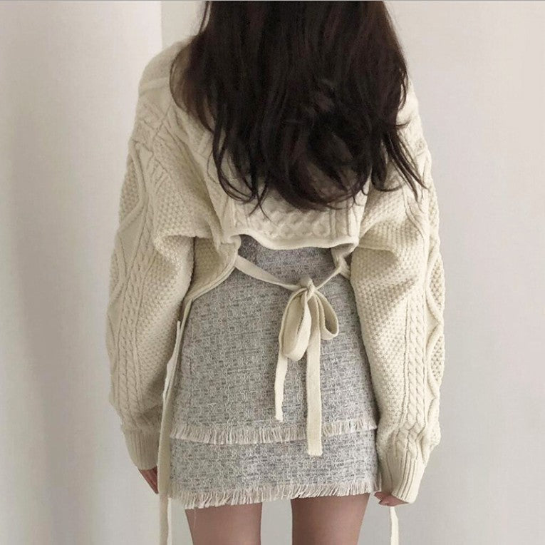 Damen Strickcardigan mit Gürtel und kreativem Design Norvielle