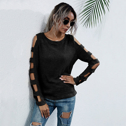 Damen Strickoberteil Cut-Out-Ärmel Lässig