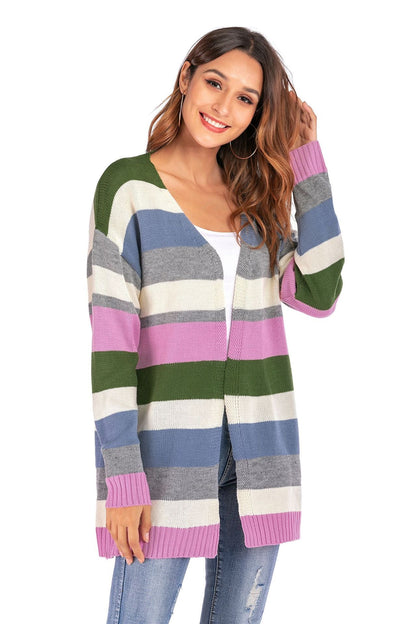 Damen Strickcardigan Lässig Streifen Muster Norvielle