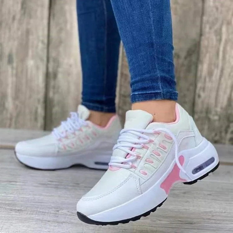 Damen Plateau Laufschuhe Schnürverschluss