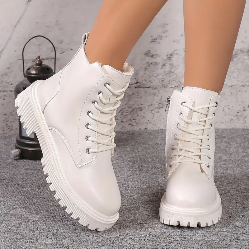 Keelin Damen Plateaustiefel Plüsch
