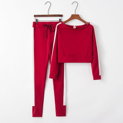 Damen Sportliches Loungewear-Set Cropped Oberteil und Hose