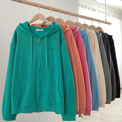Damen Kapuzenpullover Lässig Reißverschluss Eingrifftaschen Norvielle