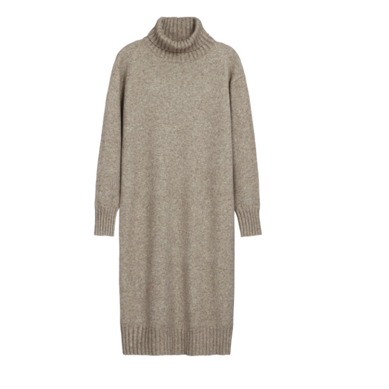 Damen Strickkleid Hochkragen Rippdetails Norvielle