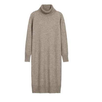 Damen Strickkleid Hochkragen Rippdetails Norvielle
