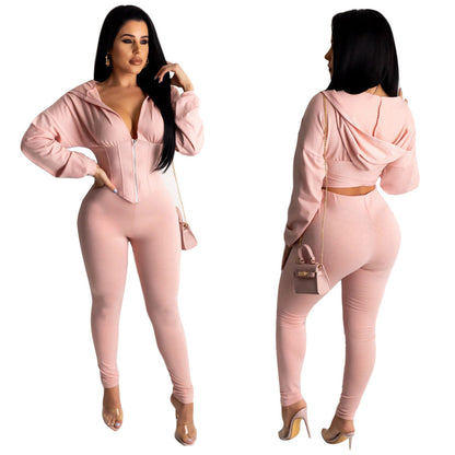 Damen Jumpsuit Crop- Reißverschluss