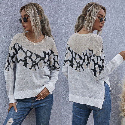 Damen Strickpullover Animalmuster Lässig Norvielle