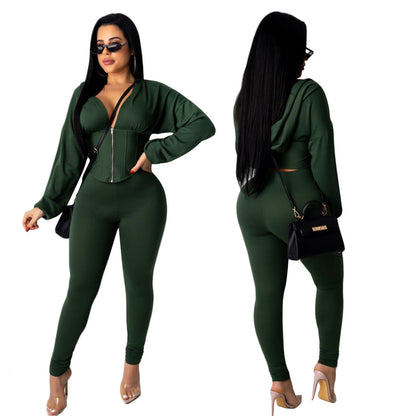 Damen Jumpsuit Crop- Reißverschluss