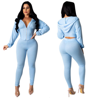 Damen Jumpsuit Crop- Reißverschluss