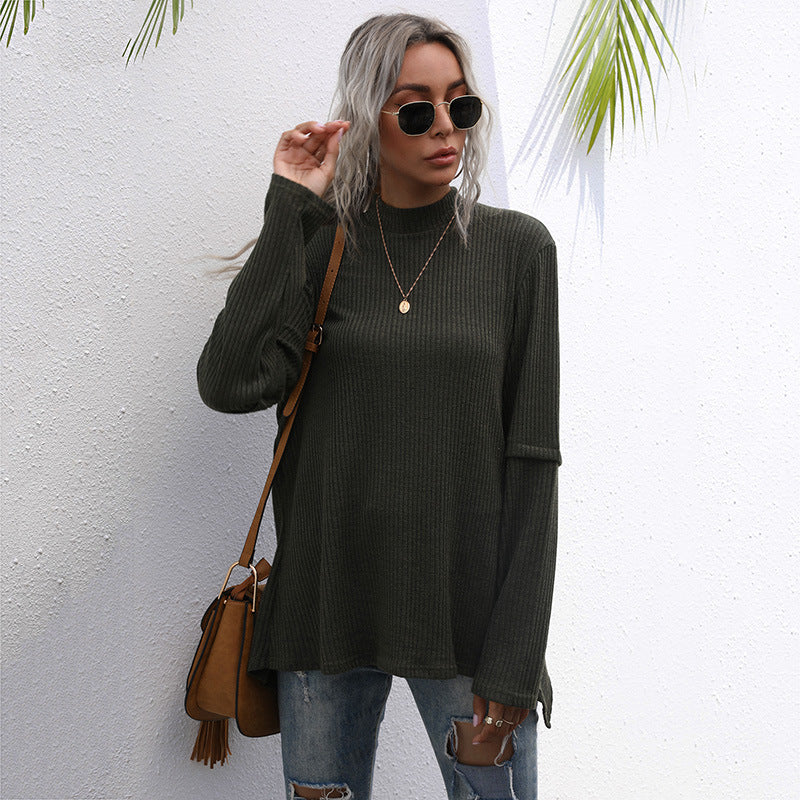 Damen Pullover Hochkragen Strukturiertes Waffelmuster Norvielle