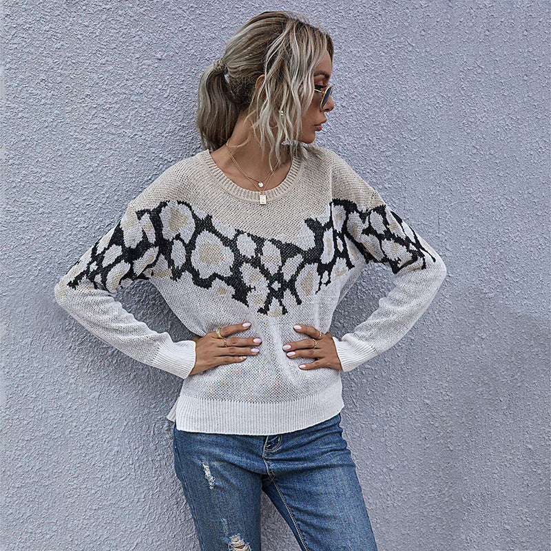 Damen Strickpullover Animalmuster Lässig Norvielle