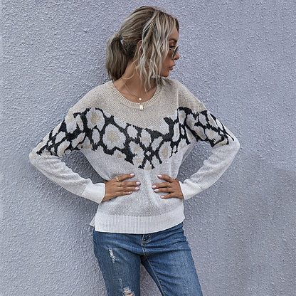 Damen Strickpullover Animalmuster Lässig Norvielle
