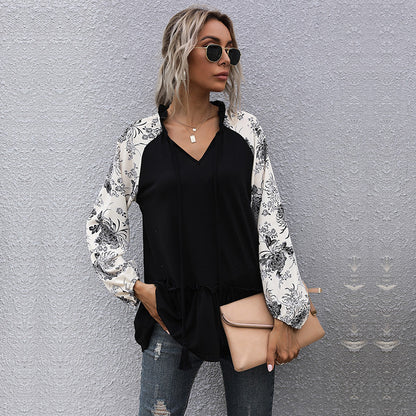 Damen Bluse Florales Design Voluminöse Ärmel Norvielle - Norvielle