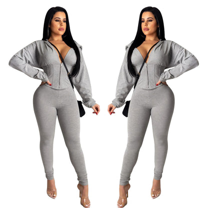 Damen Jumpsuit Crop- Reißverschluss