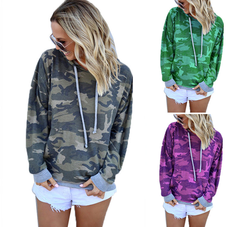 Damen Pullover Camouflage Muster Kapuzenpullover - Norvielle