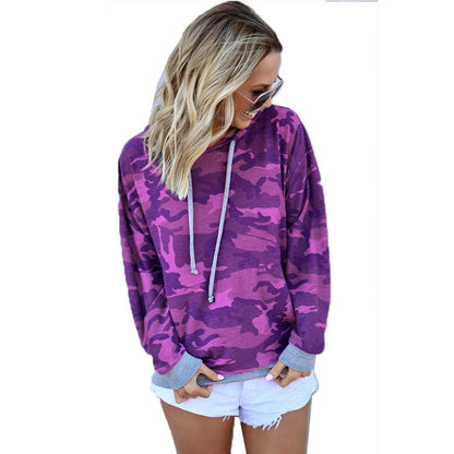 Damen Pullover Camouflage Muster Kapuzenpullover