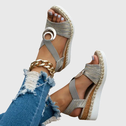 Damen Orthopädische Sandalen Schnallenriemen Leder