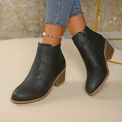 Damen Stiefeletten Hineinschlüpfen Seitlich Reißverschluss