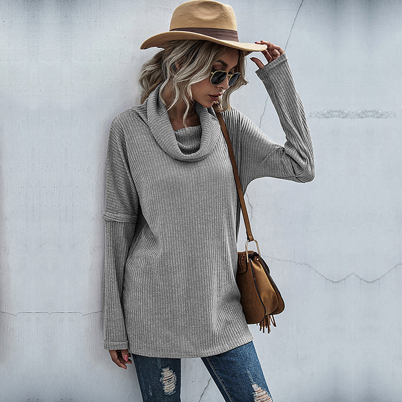 Damen Pullover Weiter Kragen Strukturiert Norvielle