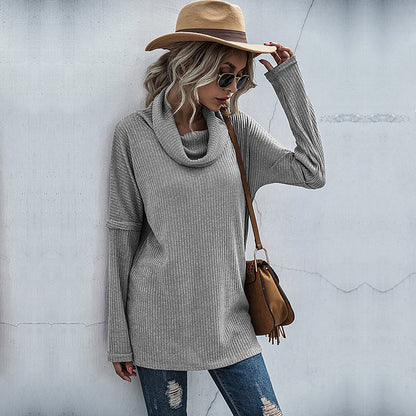 Damen Pullover Weiter Kragen Strukturiert Norvielle