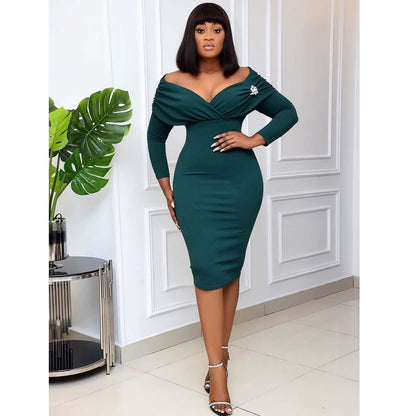 Damen Cocktailkleid Figurbetont Off-Shoulder Rüschendetails