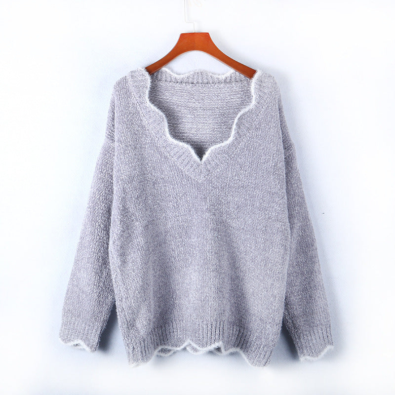 Damen Strickpulli V-Ausschnitt Weich Norvielle