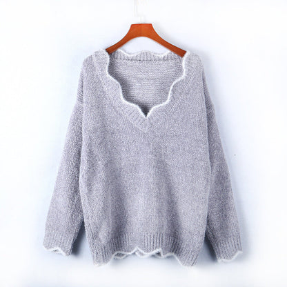 Damen Strickpulli V-Ausschnitt Weich Norvielle