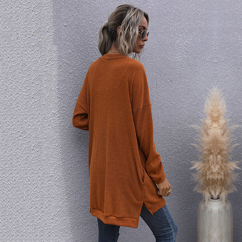 Damen Strickjacke Lässig V-Ausschnitt Norvielle