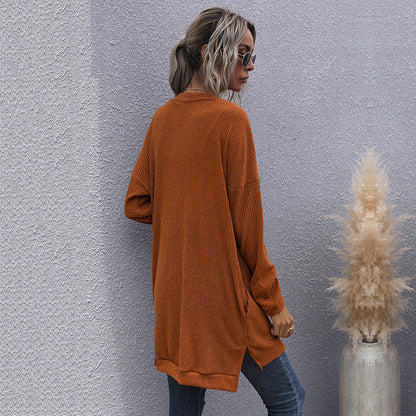 Damen Strickjacke Lässig V-Ausschnitt Norvielle