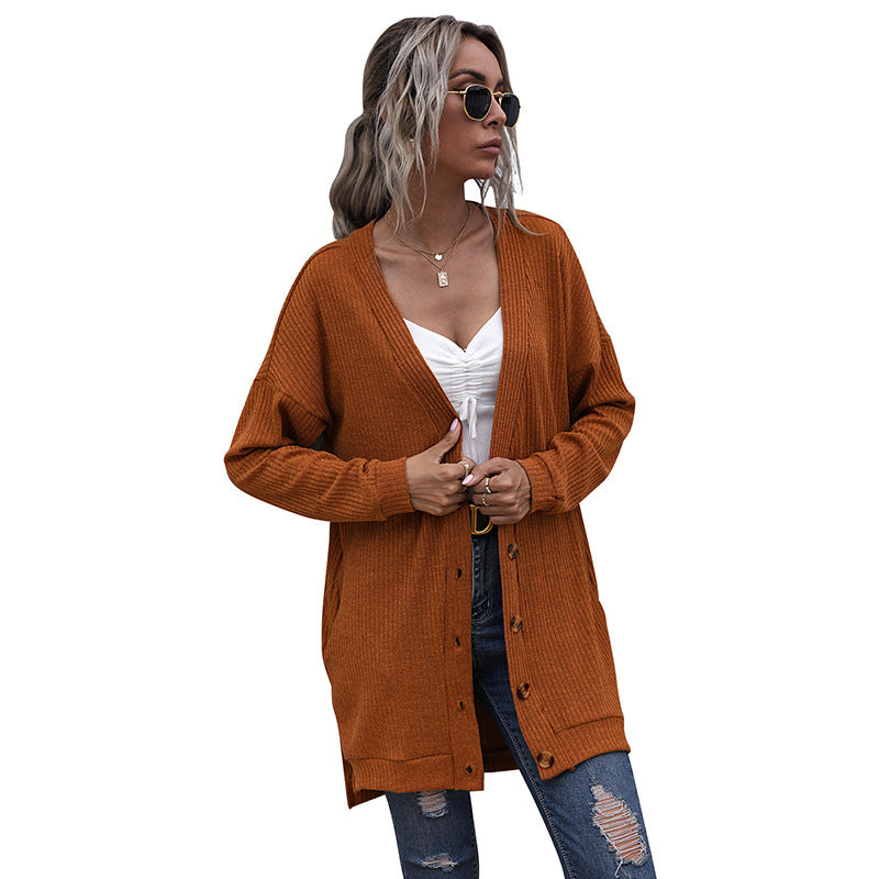 Damen Strickjacke Lässig V-Ausschnitt Norvielle