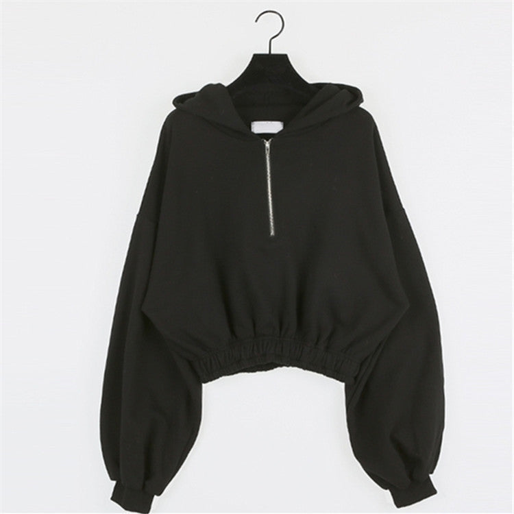 Damen Cropped Sweatshirt Reißverschluss Norvielle