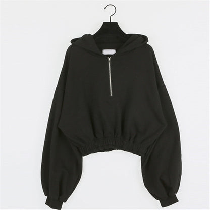 Damen Cropped Sweatshirt Reißverschluss Norvielle