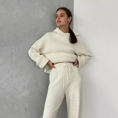 Damen Lounge-Set mit Kapuze und weitem Hosenbein Norvielle